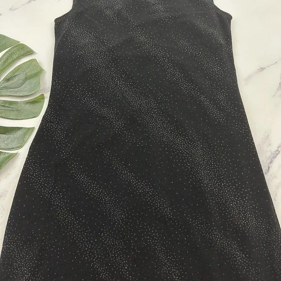 David Wayne Womens Vintage Y2k Slip Dress Size M Black Sparkle Mesh Draped Back